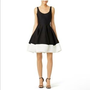 Halston Heritage Silk Faille Tulip Skirt Dress Black White Sz 6